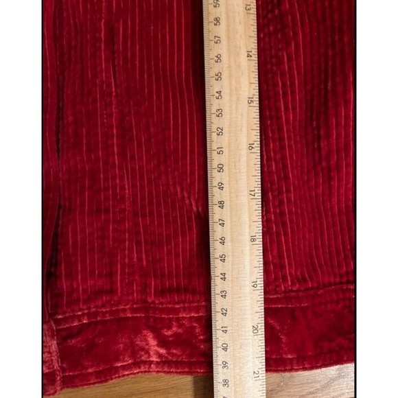 J Jill Corduroy Jacket Red Sz MP Frontal Button Velvet Trim Slim Fit Jacket - Picture 4 of 10